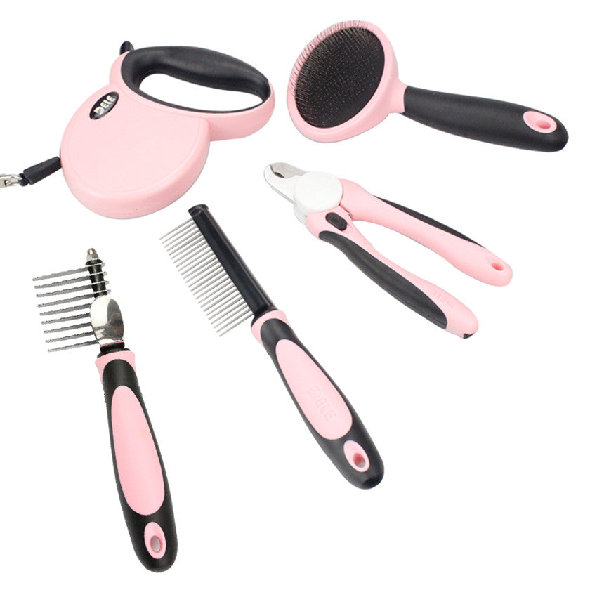 Pet Comb, Nail Scissors, Telescopic Traction Rope, Hair Removal And Hair Removal Brush Set
